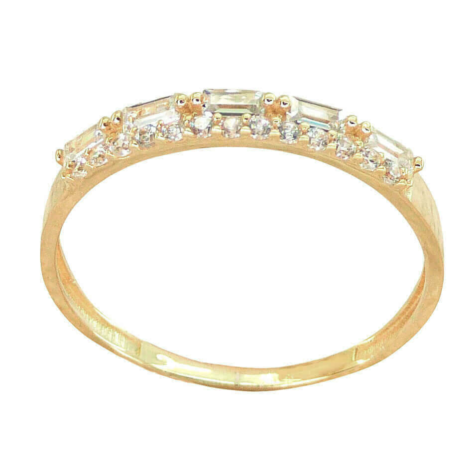 BAGUETTE AND ROUND CZ RING.WIDTH 3MM.