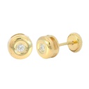 5'5MM BEZEL SET DIAMOND STUD EARRINGS.1'7MM DIAMONDS H-SI 0.04 CT TW.