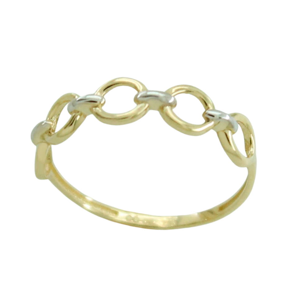 TWO TONE GOLD LINKS RING.
