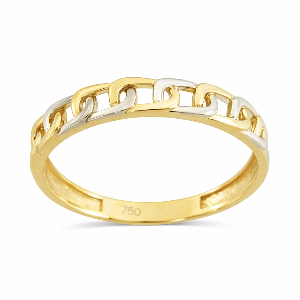 TWO TONE GOLD LINKS RING.