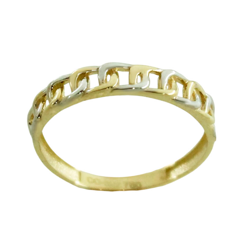 TWO TONE GOLD LINKS RING.