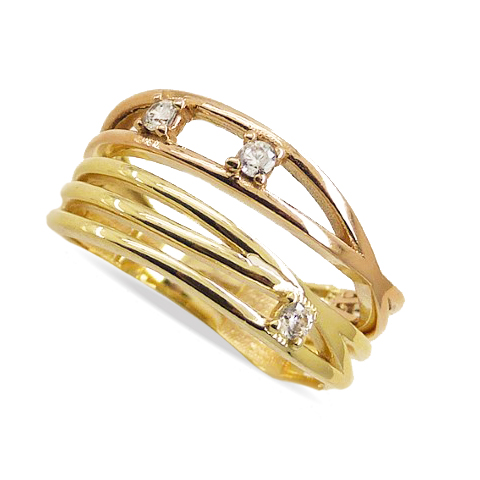 TWO TONE GOLD RING WITH CZ.