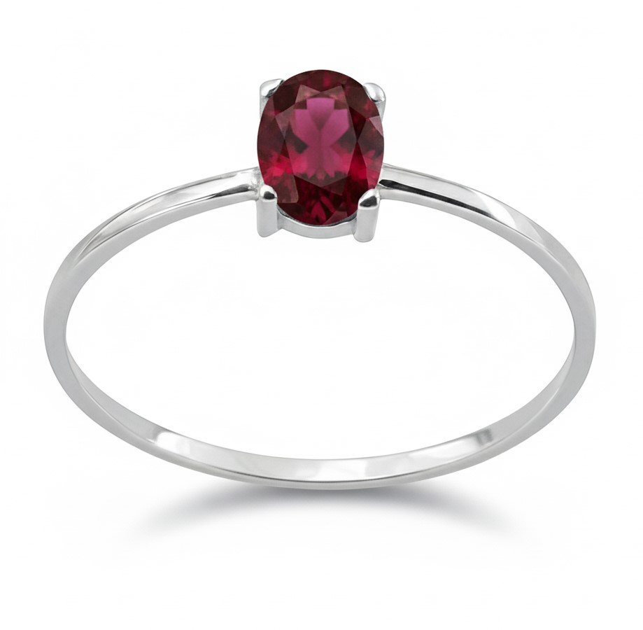 SORTIJA RUBI OVAL 6x4MM 0.53 CT.ORO BLANCO