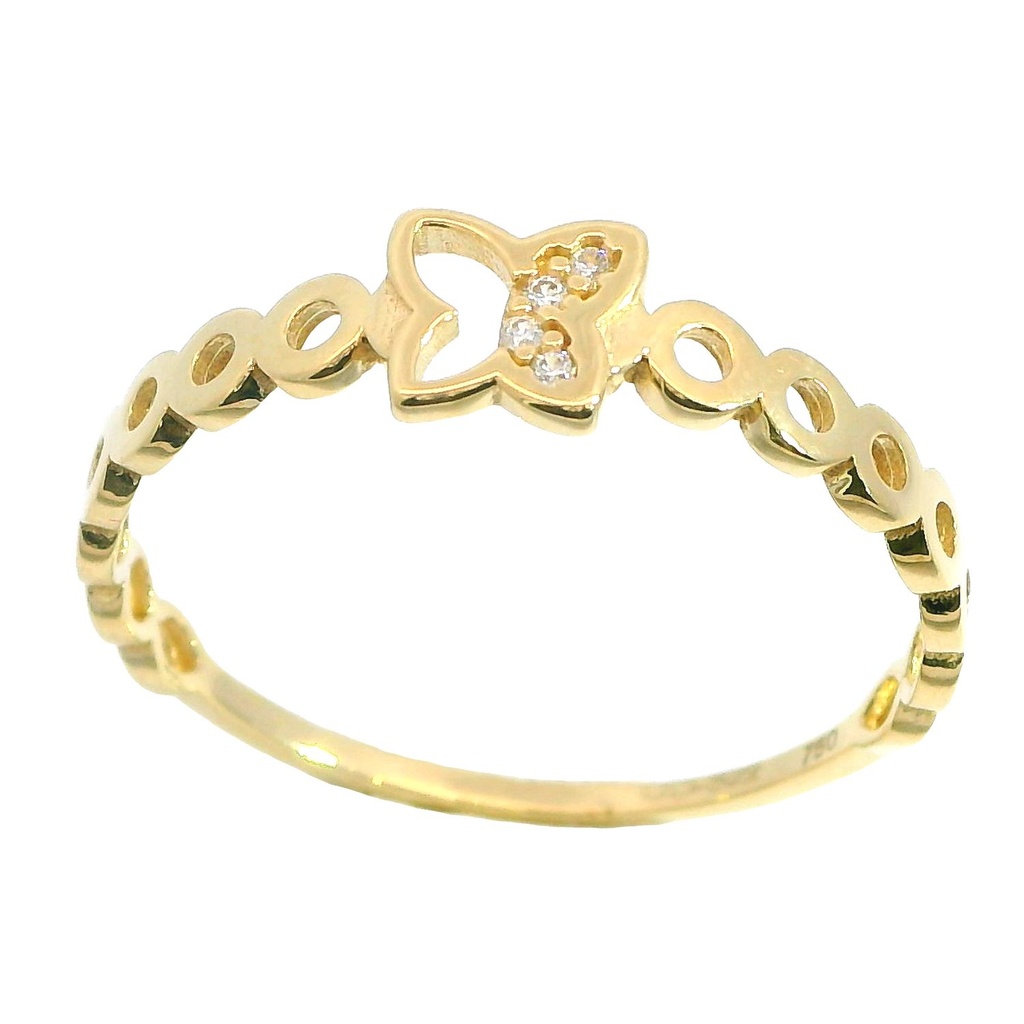 TWO TONE GOLD BUTTERFLY AND CZ RING.