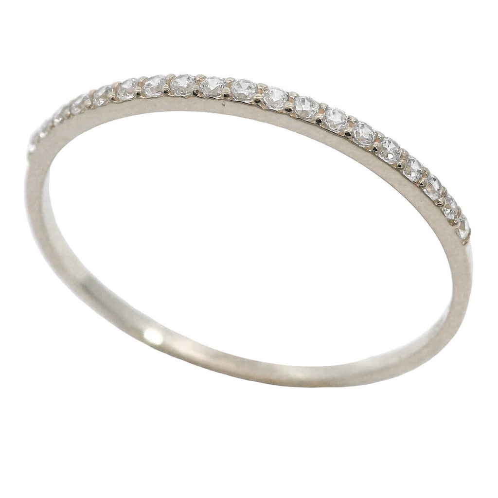 WHITE GOLD HALF INFINITY RING WITH CZ.