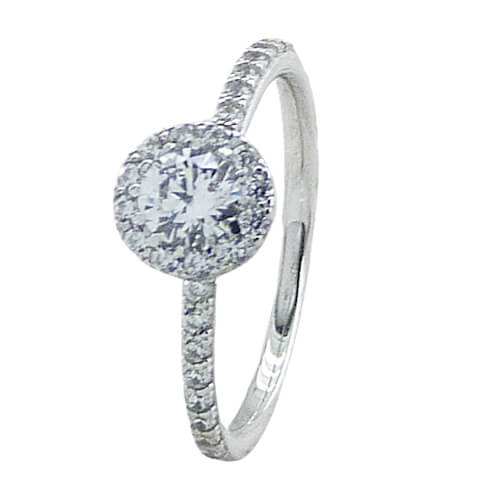 7MM CZ FRINGE RING. WHITE GOLD .