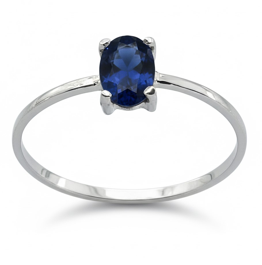 SORTIJA ORO BLANCO ZAFIRO OVAL DE 6x4MM.0.53 CT