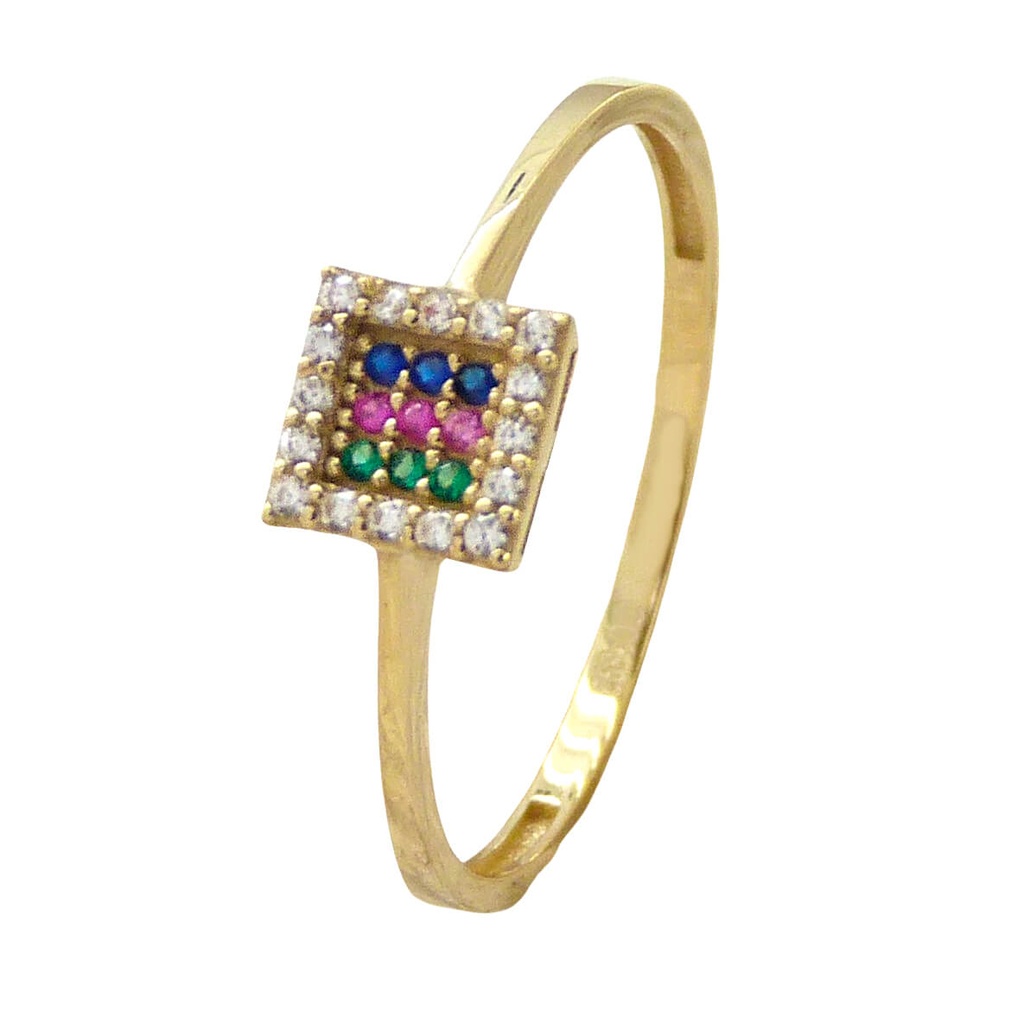 6x6MM SQUARE COLOR CZ RING.