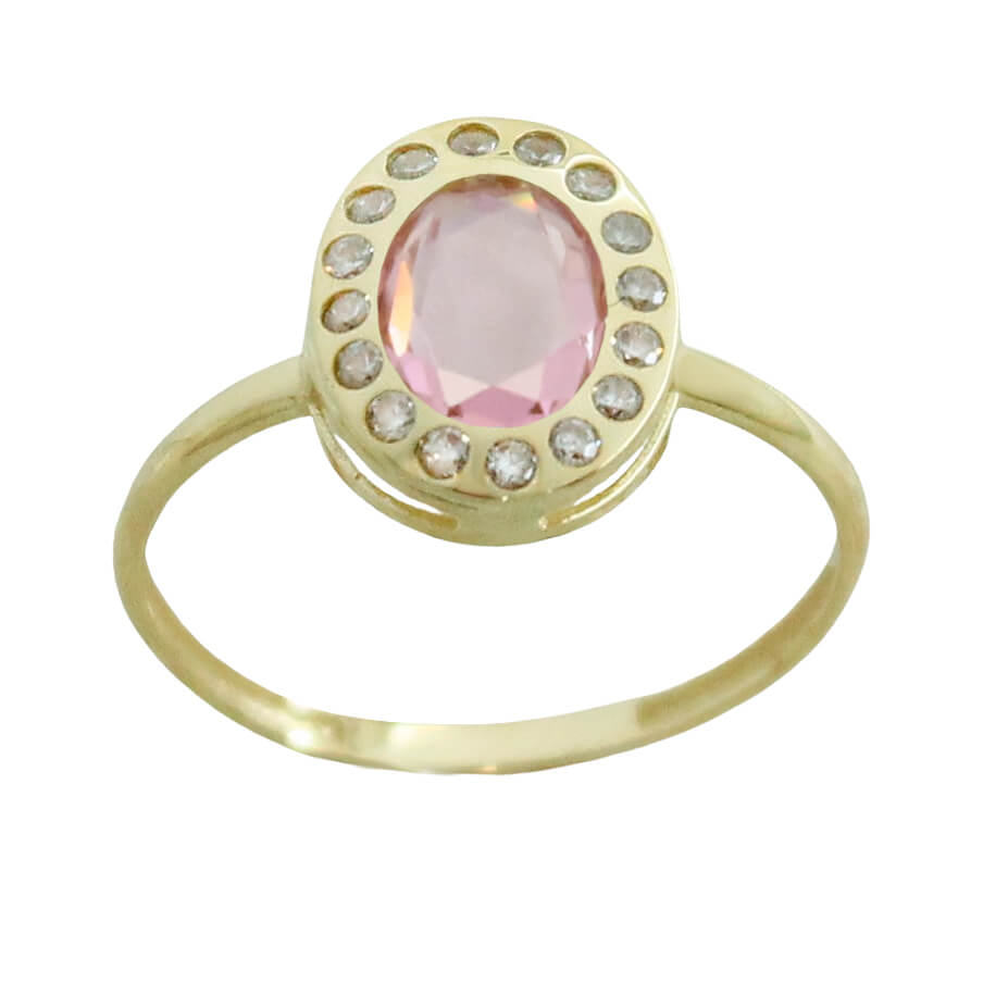 8x6MM PINK COLOR OVAL CZ RING.