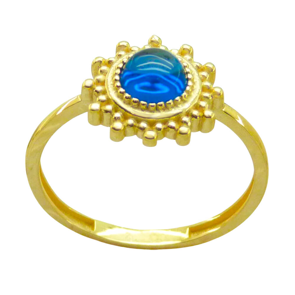 SORTIJA CABUCHON CRISTAL AZUL.