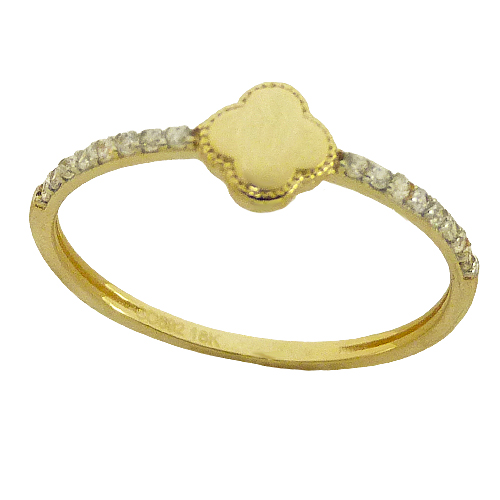 QUATREFOIL RING WITH CZ.