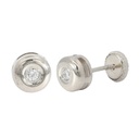 5'5MM BEZEL SET DIAMOND STUD EARRINGS.1'7MM DIAMONDS H-SI 0.04 CT TW.WHITE GOLD.