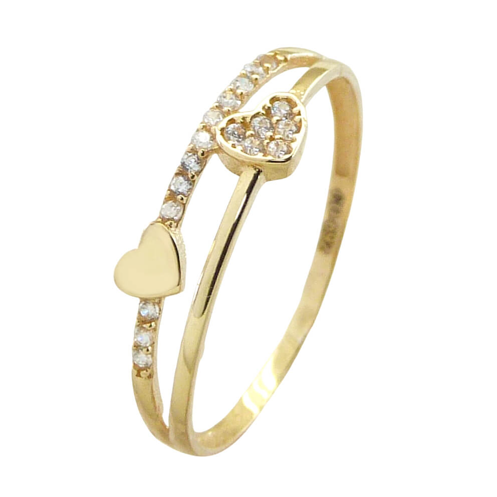 TWO HEARTS AND CZ RING.