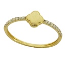 QUATREFOIL RING WITH CZ.