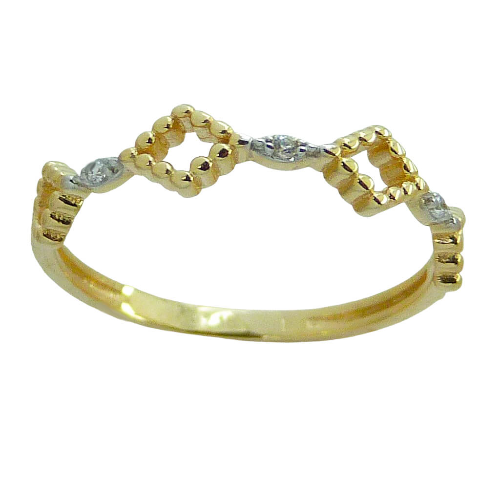 TWO TONE GOLD RHOMBUS RING.