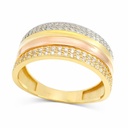 TRICOLOR GOLD RING WITH CZ