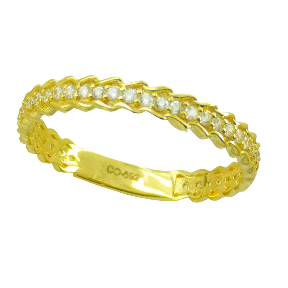 GOLD AND CZ RING.
