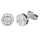 6'5MM BEZEL SET STUD EARRINGS.3MM DIAMONDS H-SI.0.22 CT TW