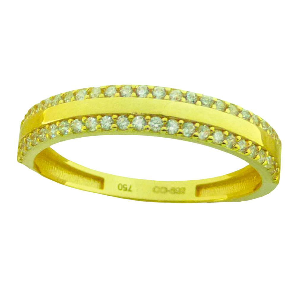 TWO CZ CHANNEL SETTING RING.