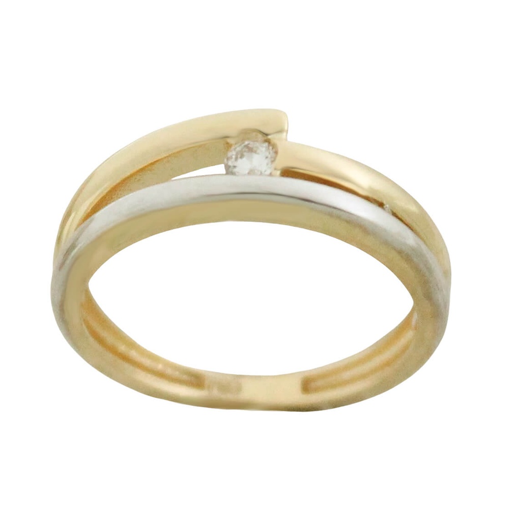 TWO TONE GOLD RING WITH CZ.