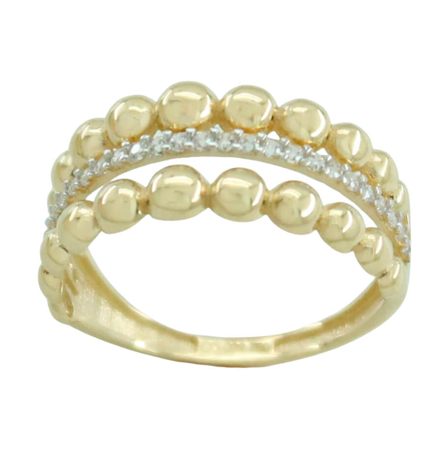 GOLD BALLS AND CZ RING.