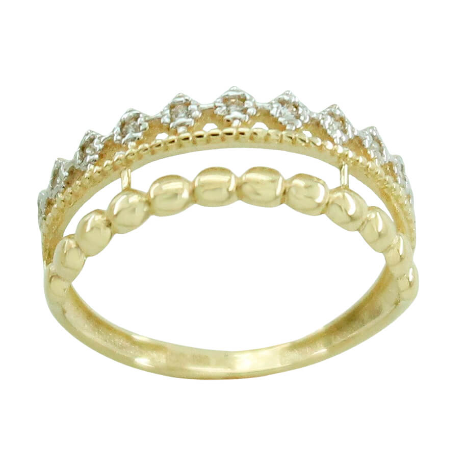 GOLD BALLS AND CZ RING.