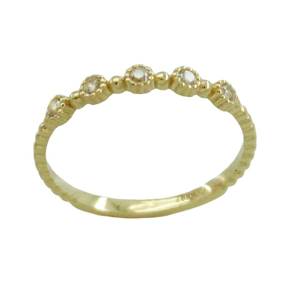 FIVE BEZELS CZ RING.