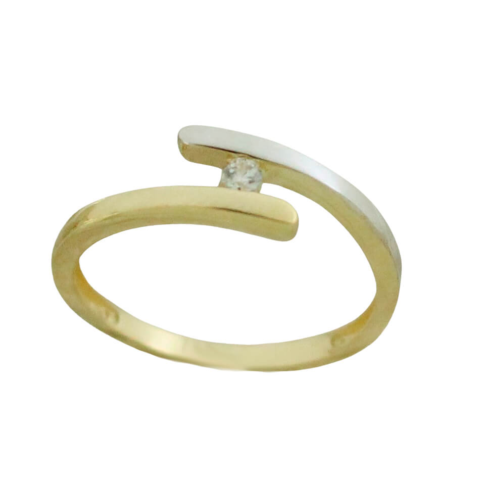 TWO TONE GOLD RING WITH CZ.