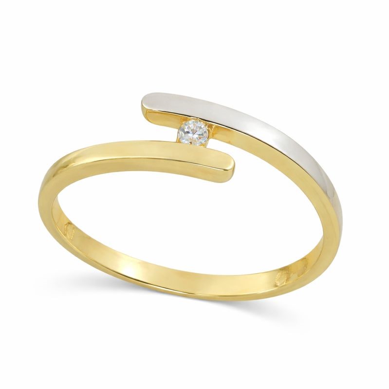TWO TONE GOLD RING WITH CZ.