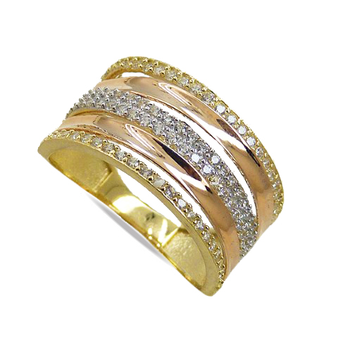 SORTIJA TRICOLOR CON CIRCONITAS.