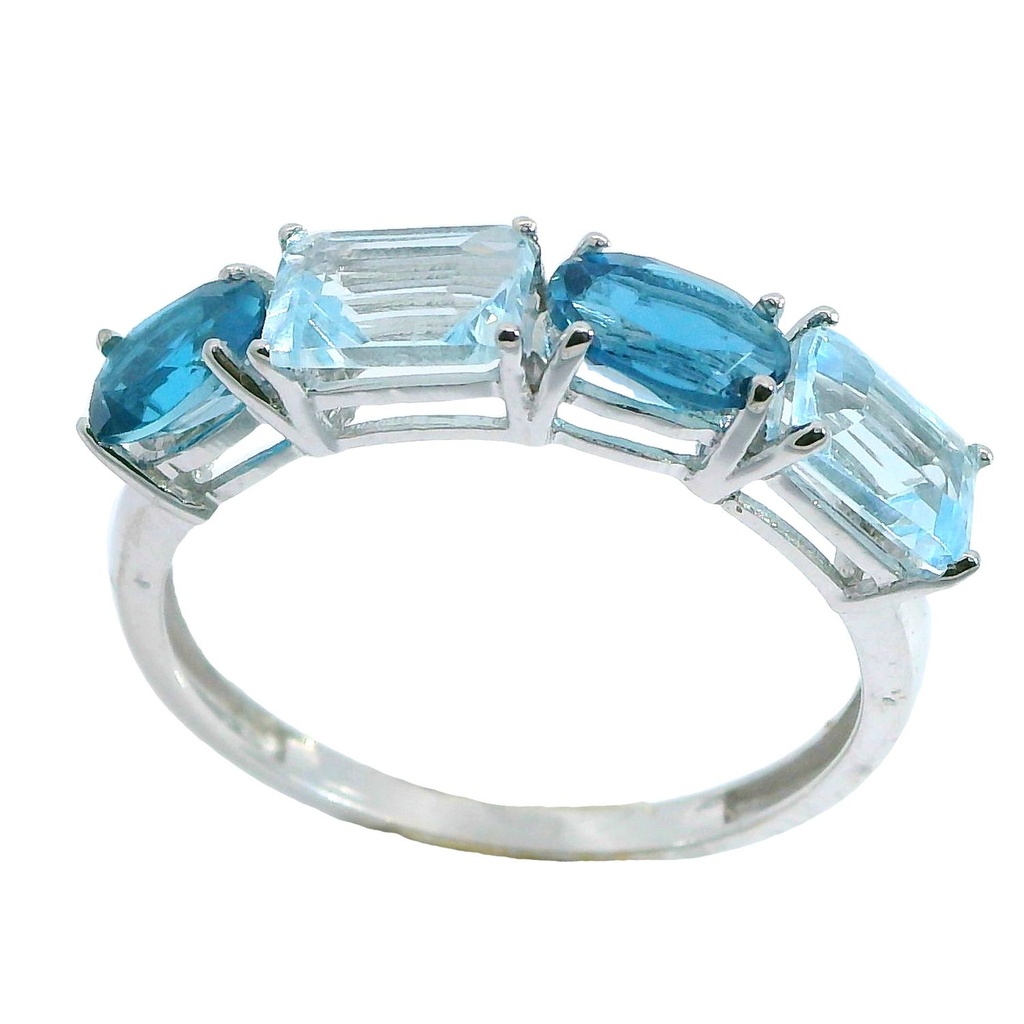 SORTIJA ORO BLANCO TOPACIO AZUL FINO Y TOPACIO LONDON BLUE
