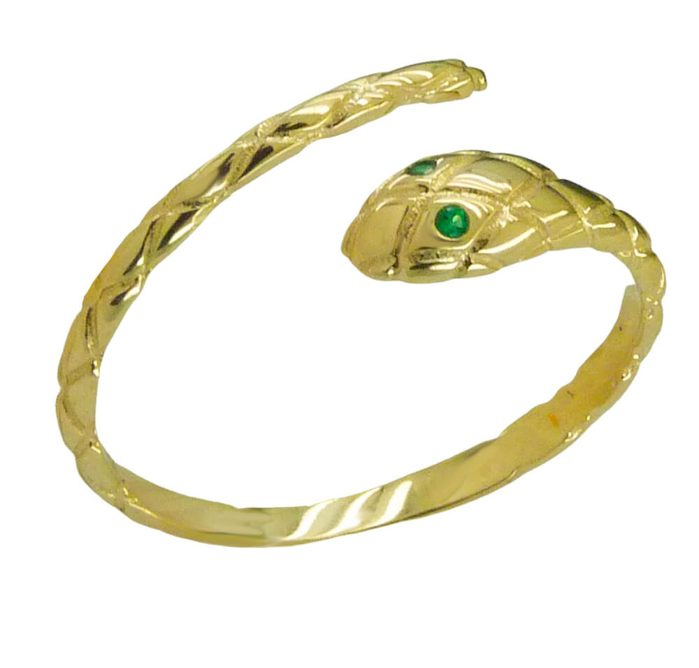 SORTIJA SERPIENTE CON CIRCONITAS VERDES
