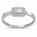 BAGUETTE CZ WHITE GOLD RING.