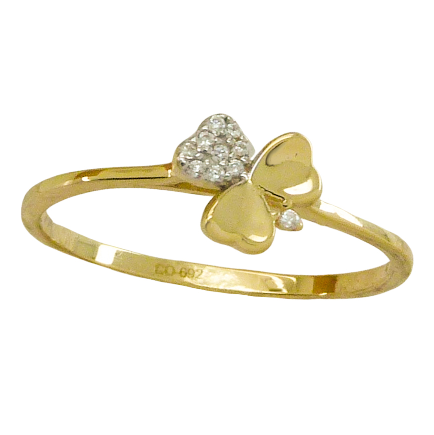CLOVER AND CZ RING.