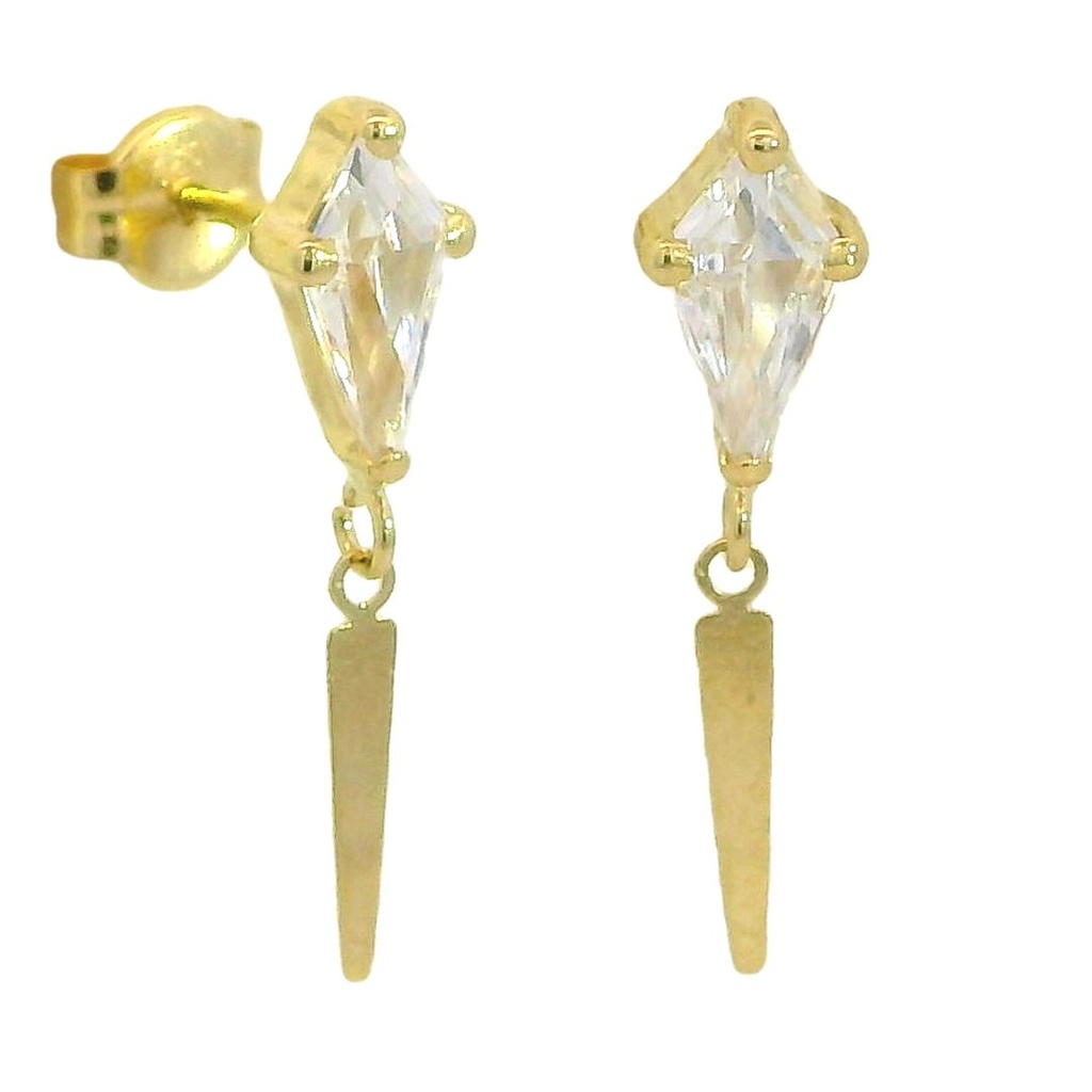 7x4 MM WHITE KITE CZ EARRINGS.PUSHBACK.