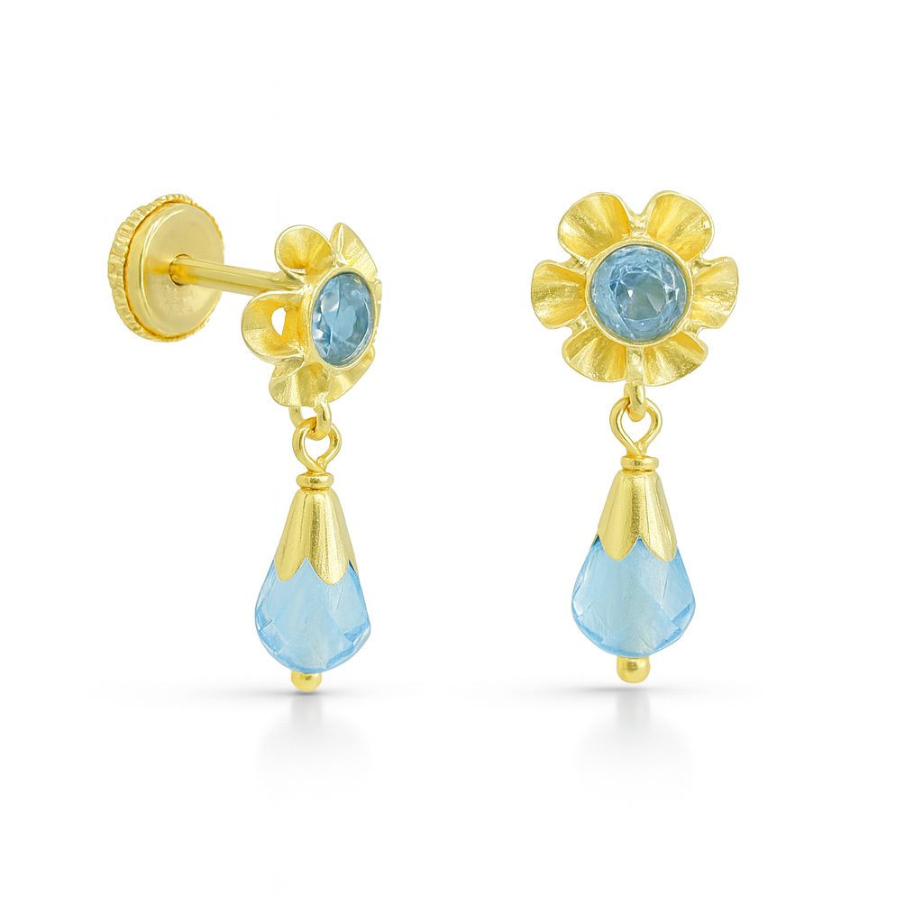 15MM BLUE CRYSTAL EARRINGS.SCREW BACK