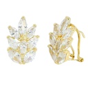 WHITE CZ FLOWER EARRINGS WITH OMEGA CLOSURE