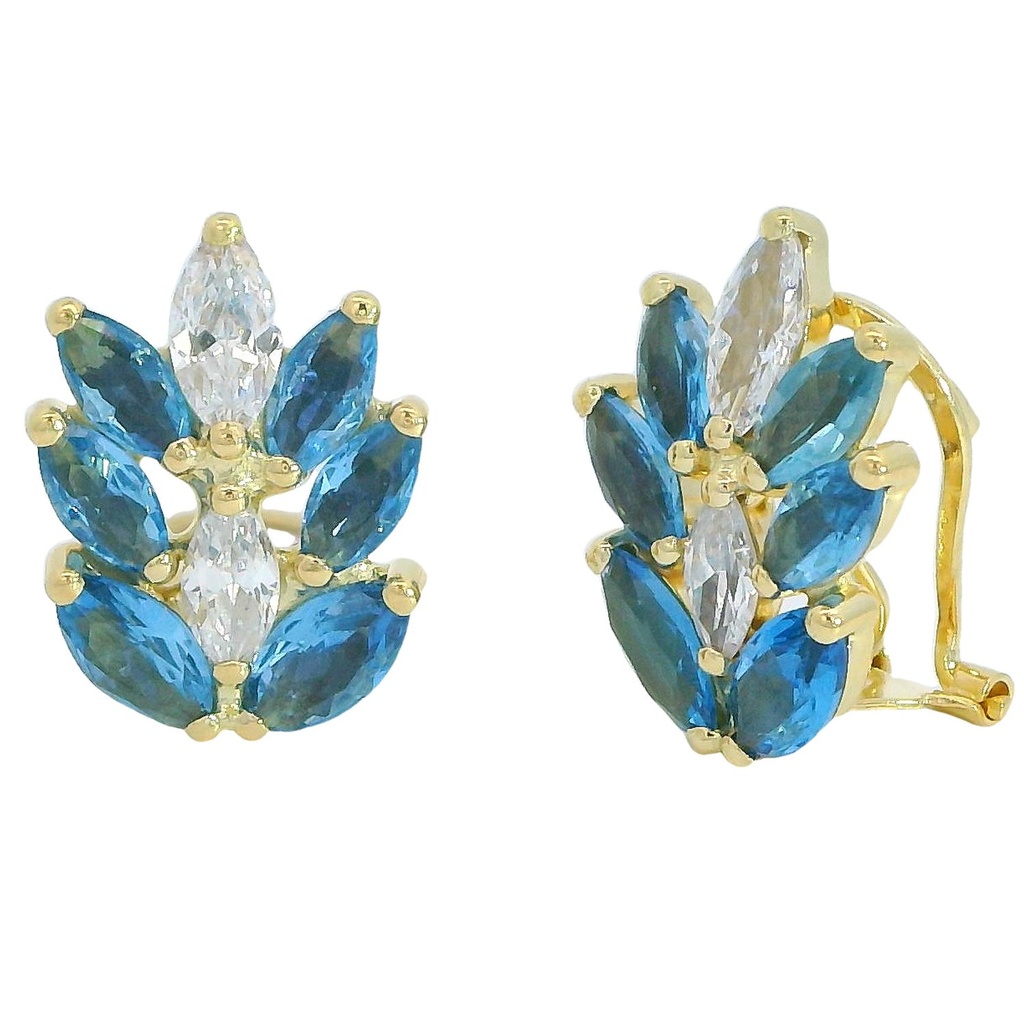PENDIENTES ESPIGA 6x3MM CIRCONITA COLOR AGUAMARINA.