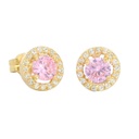 4MM PINK CZ EARRINGS.TOTAL SIZE 7MM.