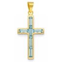 CROSS PENDANT WITH AQUAMARINE STONES.19x10MM.