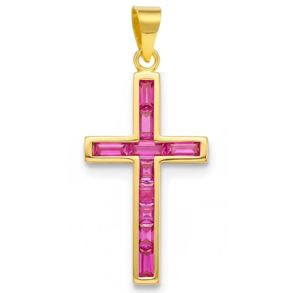 CROOS WITH 4x1'5MM  STONES RUBY COLOR