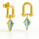 AQUAMARINE COLOR STONE "KITE"EARRINGS.11MM.