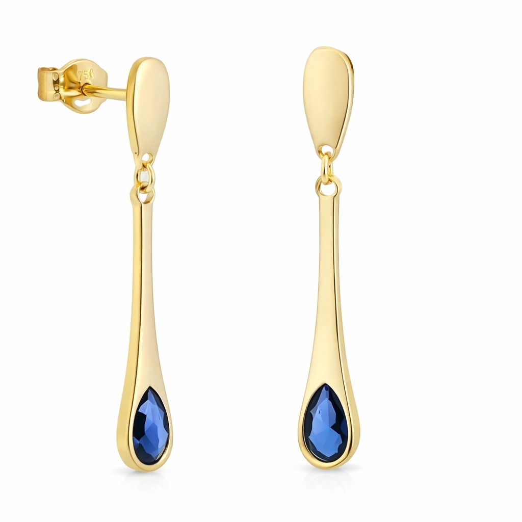 DROP EARRINGS WITH SAPPHIRE COLOR STONE.24MM.