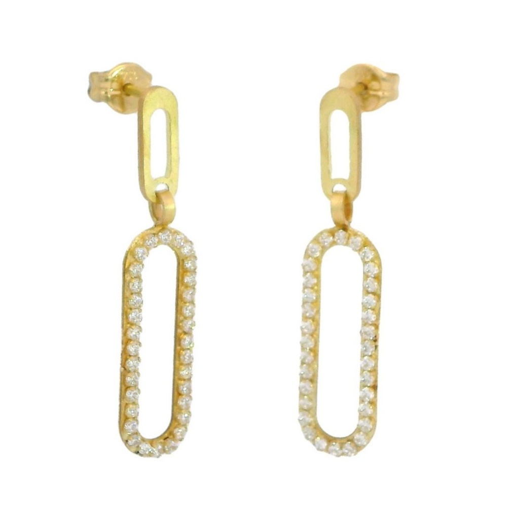 DOUBLE LINK EARRINGS WITH CZ.30MM.