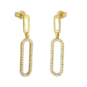 DOUBLE LINK EARRINGS WITH CZ.30MM.