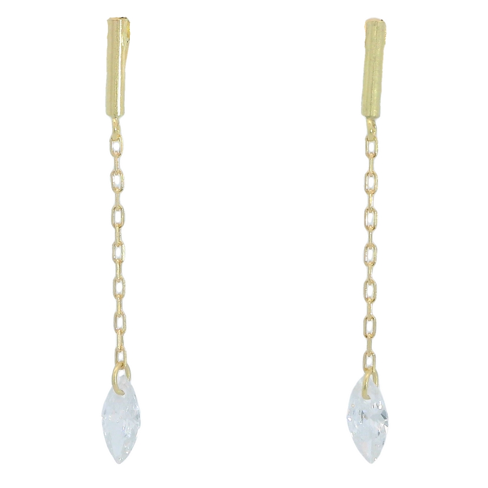 CHAIN DROP EARRINGS WITH CZ.30MM.