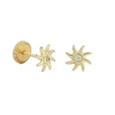 SUN STUD EARRINGS WITH CZ.5MM.SCREWBACK.