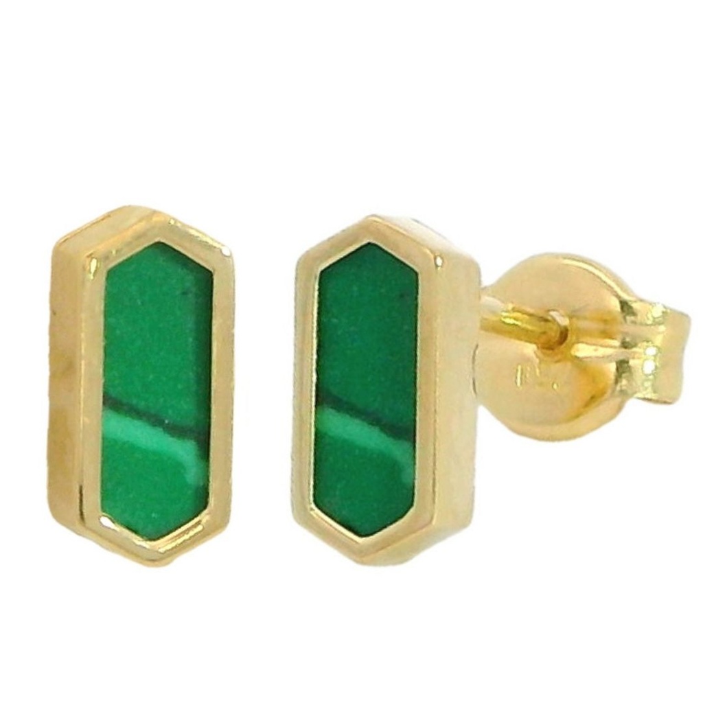 7x3MM GREEN STONE RHOMBUS EARRINGS.