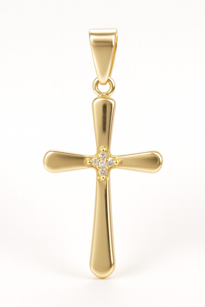 17x12MM GOLD CROSS PENDANT WITH CZ.