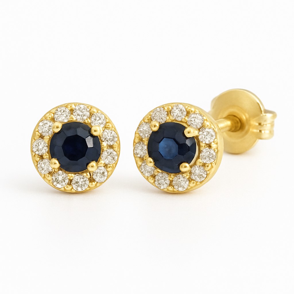 3MM SAPPHIRE AND CZ EARRINGS.5MM
